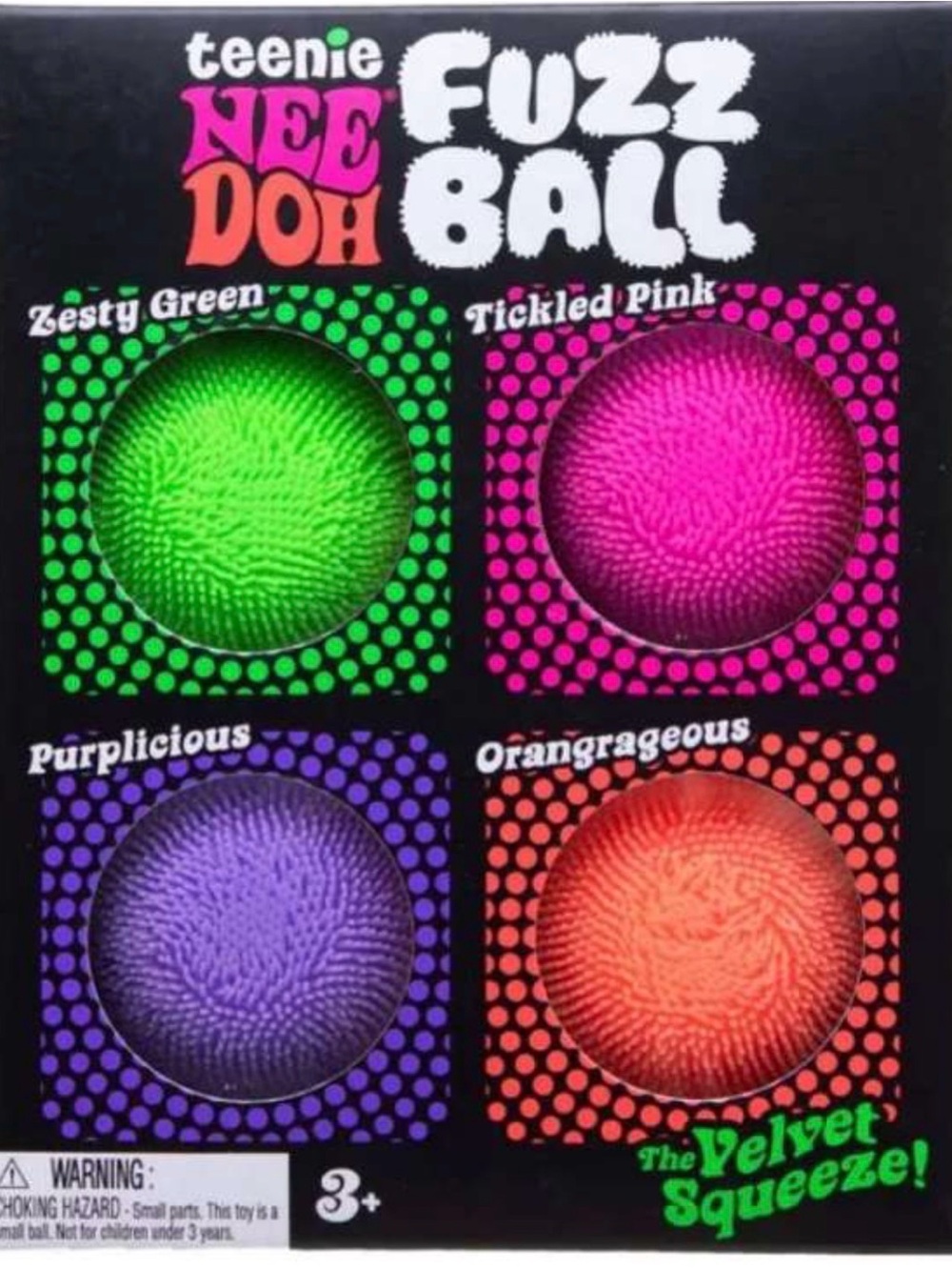 NeeDoh Teenie Fuzz Ball Stress Ball 4-Pack [RANDOM Colors!]